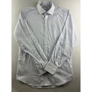 Twillory Mens Tailored Fit Non-Iron Safe Cotton Grid Dress Shirt Blue Purple 17